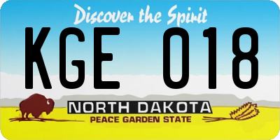 ND license plate KGE018