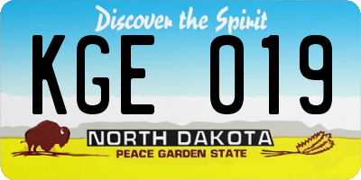 ND license plate KGE019