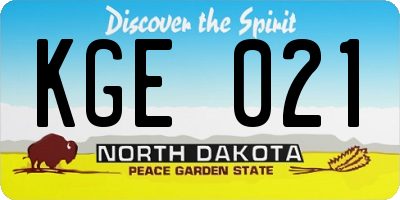 ND license plate KGE021
