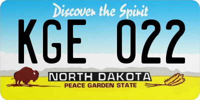 ND license plate KGE022