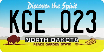 ND license plate KGE023
