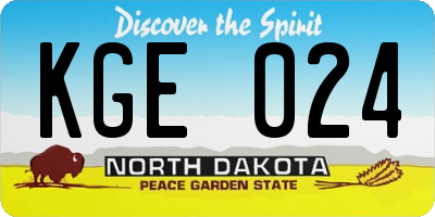 ND license plate KGE024