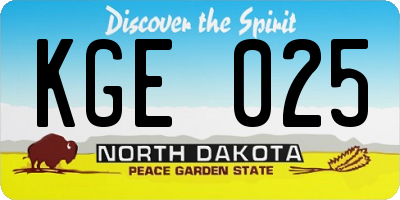ND license plate KGE025