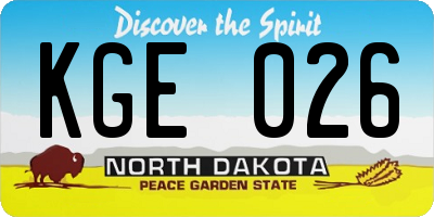 ND license plate KGE026