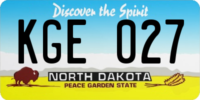 ND license plate KGE027