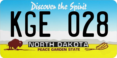 ND license plate KGE028