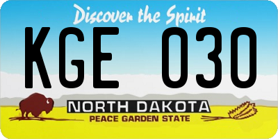 ND license plate KGE030