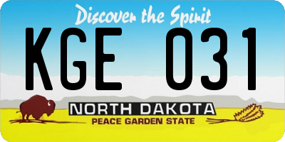 ND license plate KGE031