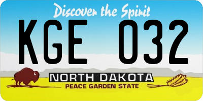 ND license plate KGE032
