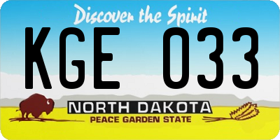 ND license plate KGE033
