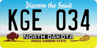 ND license plate KGE034