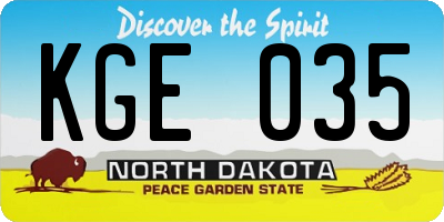 ND license plate KGE035