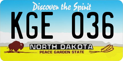 ND license plate KGE036