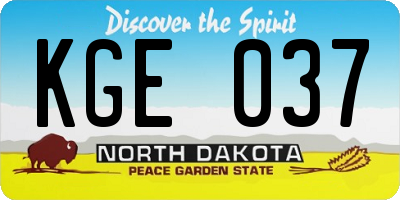 ND license plate KGE037