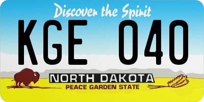 ND license plate KGE040