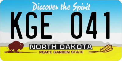 ND license plate KGE041