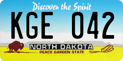 ND license plate KGE042