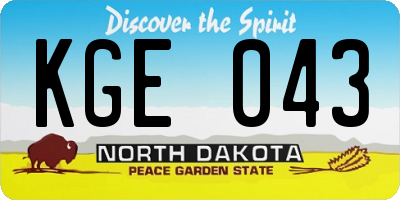 ND license plate KGE043