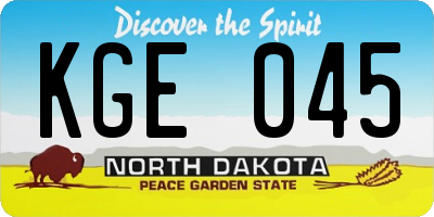 ND license plate KGE045