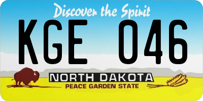 ND license plate KGE046