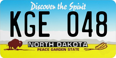 ND license plate KGE048