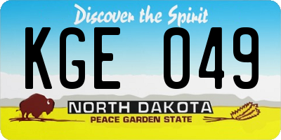 ND license plate KGE049