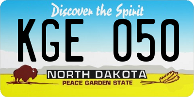 ND license plate KGE050