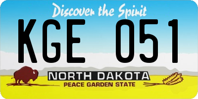 ND license plate KGE051