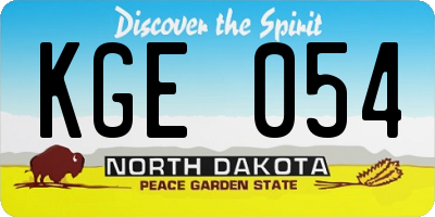 ND license plate KGE054