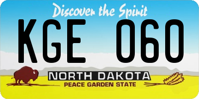 ND license plate KGE060