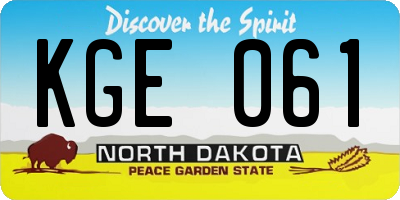 ND license plate KGE061