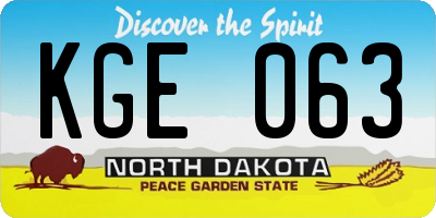 ND license plate KGE063