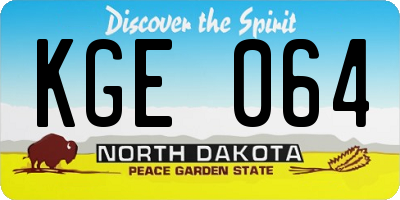 ND license plate KGE064