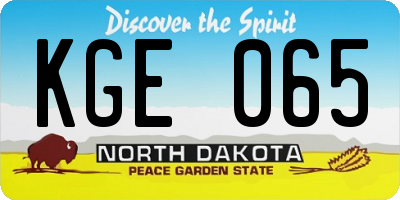 ND license plate KGE065