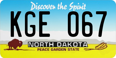 ND license plate KGE067