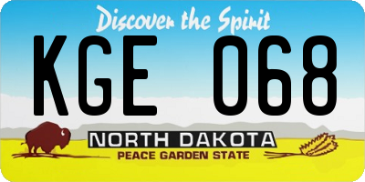 ND license plate KGE068