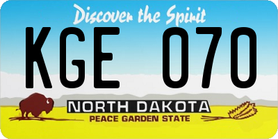 ND license plate KGE070