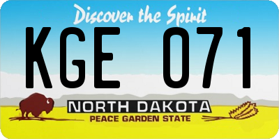 ND license plate KGE071