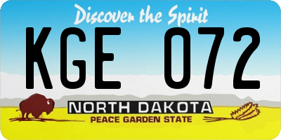 ND license plate KGE072