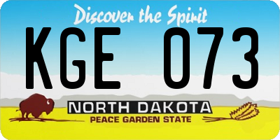 ND license plate KGE073