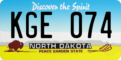 ND license plate KGE074