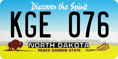 ND license plate KGE076