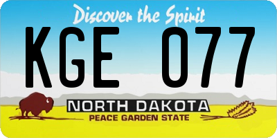 ND license plate KGE077