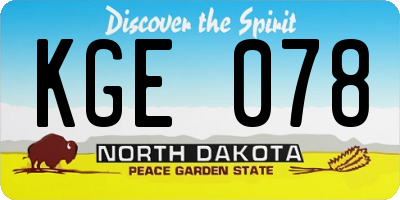 ND license plate KGE078