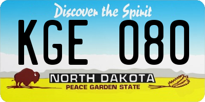 ND license plate KGE080