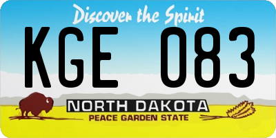 ND license plate KGE083