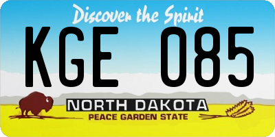 ND license plate KGE085