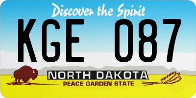 ND license plate KGE087