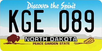 ND license plate KGE089