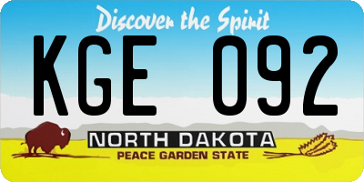 ND license plate KGE092